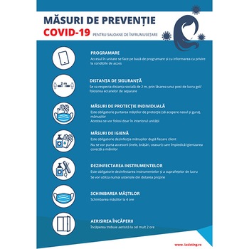 Indicatoare, masuri de preventie Covid-19 Saloane de infrumusetare, A4, autocolant, pachet 5 buc Indicatoare, masuri de preventie Covid-19 Saloane de infrumusetare, A4, autocolant, pachet 5 buc
