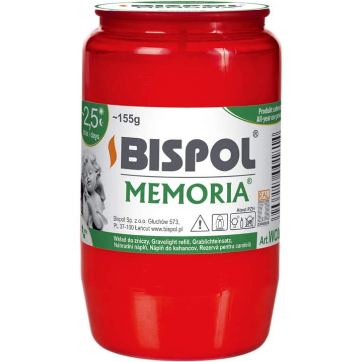 Резервна свещ Memoria WO3c червена 60 часа, Bispol 155гр