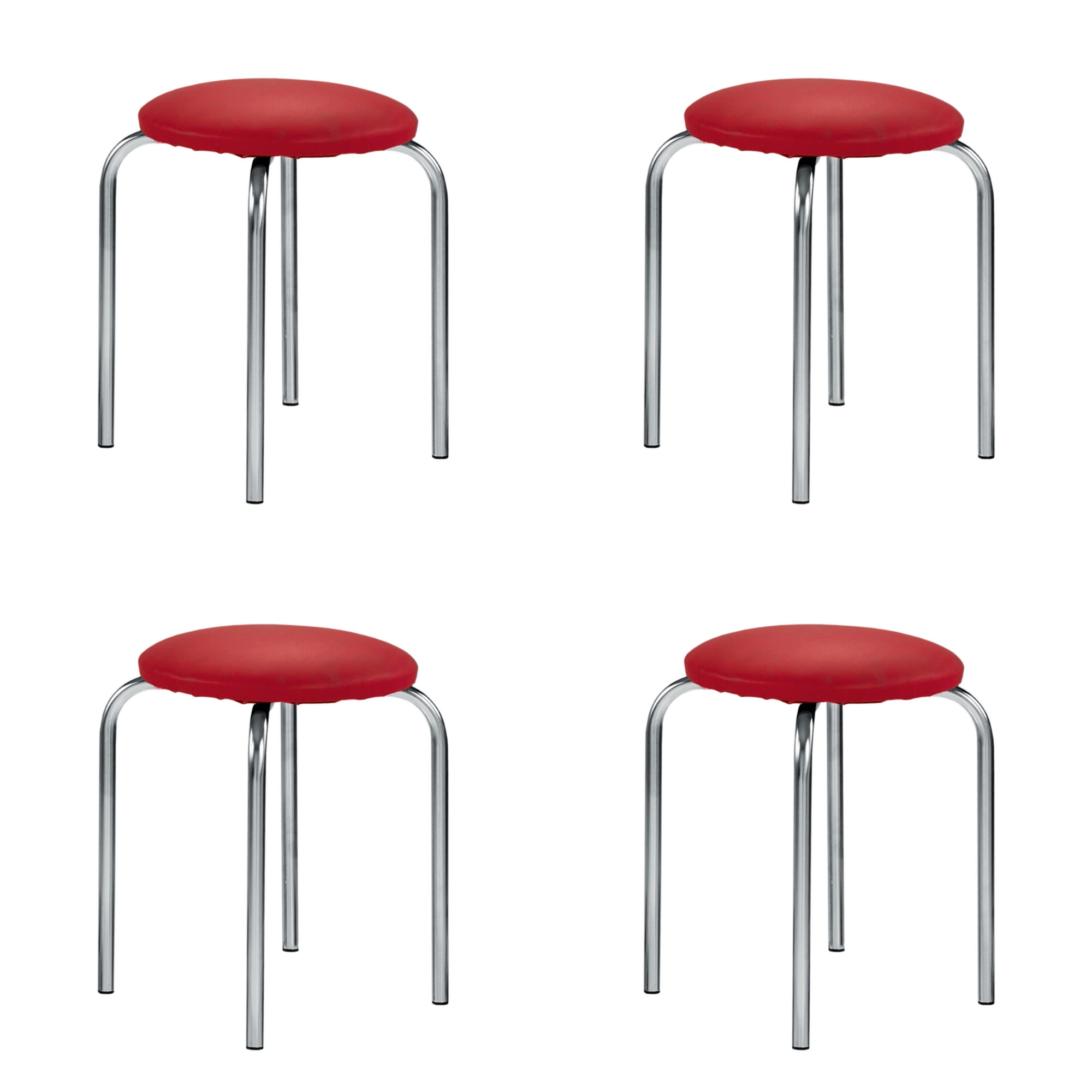 Set 4 scaune bucatarie CHICO, Rosu piele ecologica