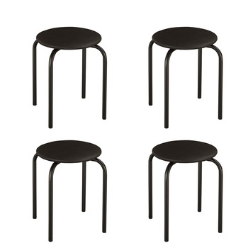 Set 4 scaune bucatarie CHICO Black, Negru piele ecologica