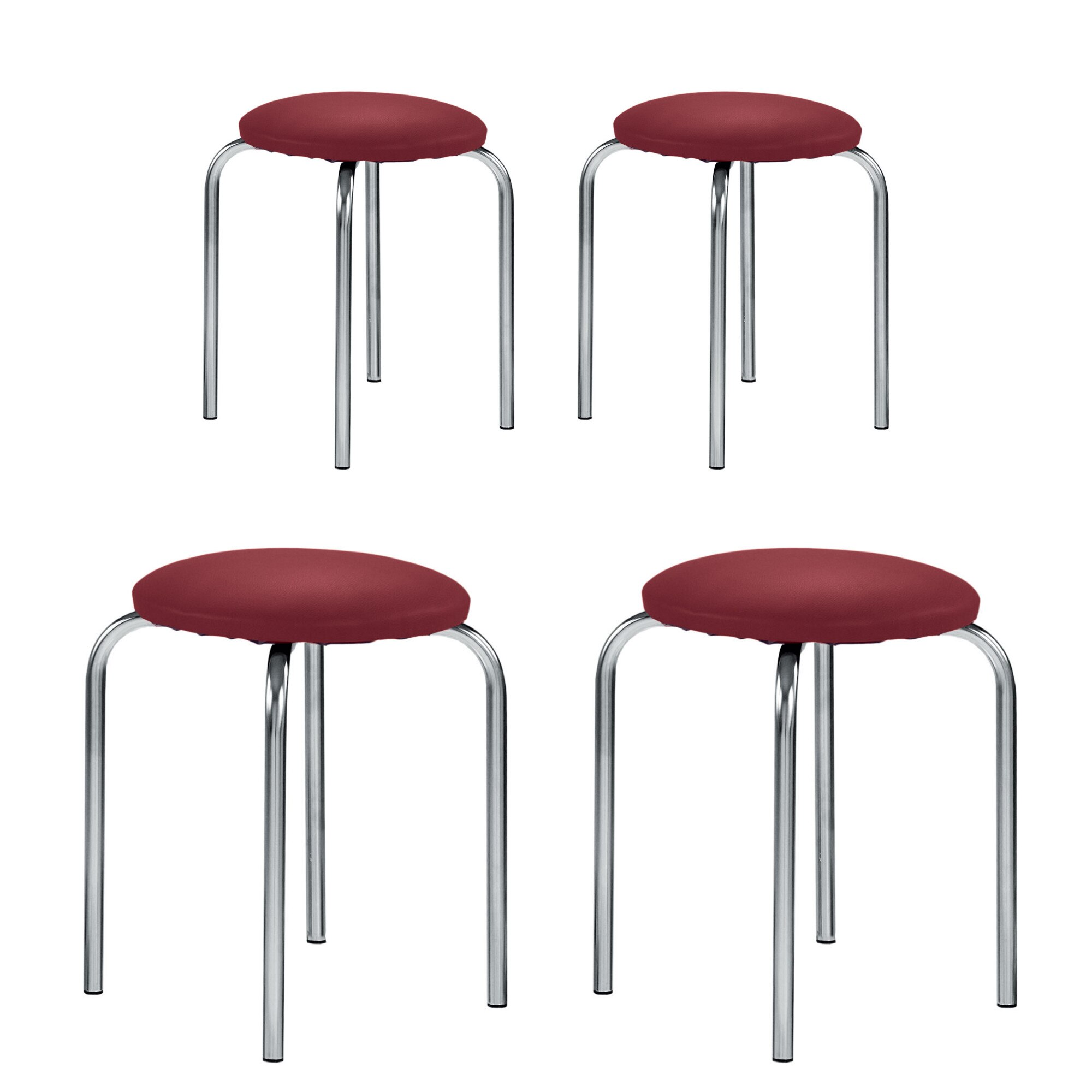 Set 4 scaune bucatarie CHICO, Carmin piele ecologica