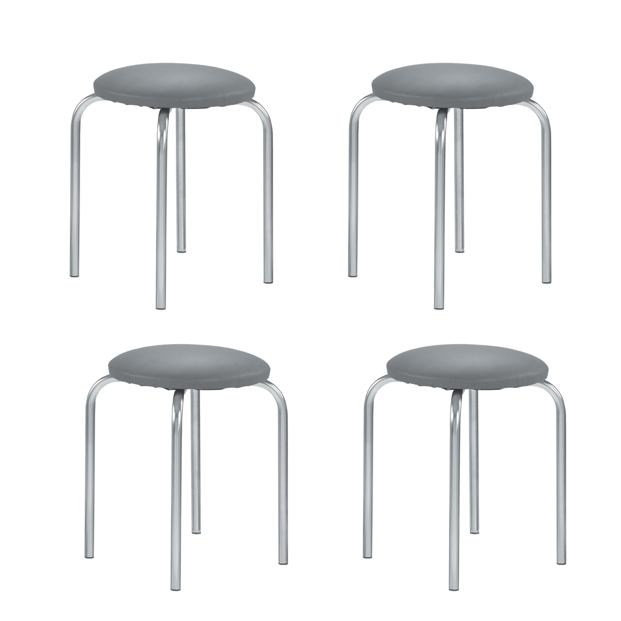 Set 4 scaune bucatarie CHICO, Gri piele ecologica