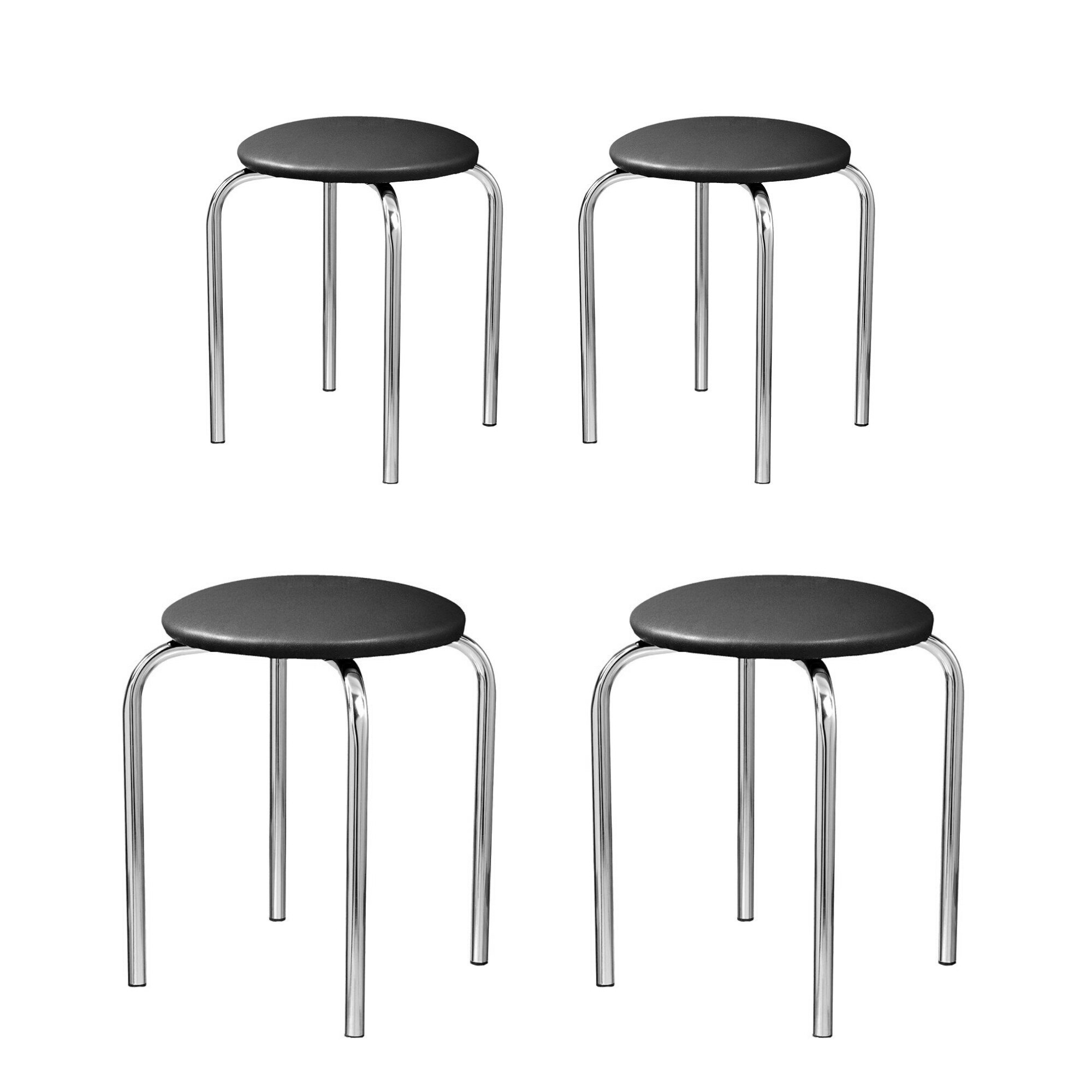 Set 4 scaune bucatarie CHICO, Negru piele ecologica