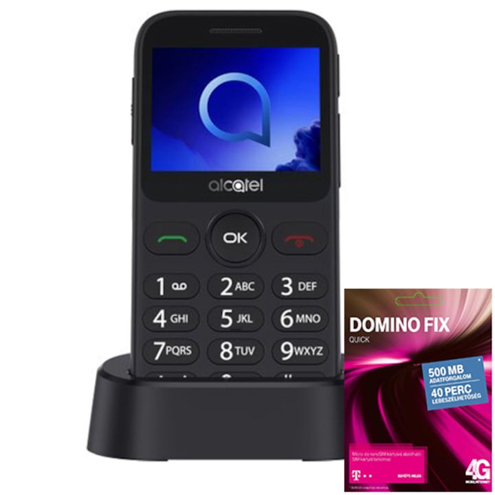 Alcatel 2019 Feltöltőkártyás Mobiltelefon szürke + Telekom Domino Quick SIM kártya
