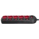 Cablu prelungitor Maclean, MCE204 , alimentare retea, 1.5m cu 5 prize, 250V /10A , cu intrerupatoare, negru/rosu