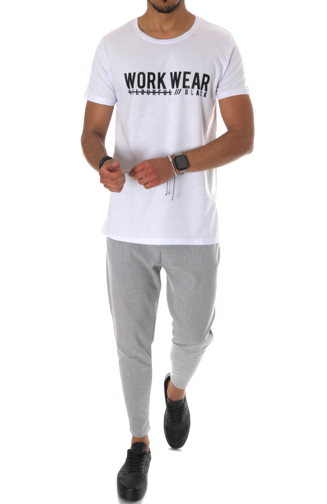 Tricou, model pentru barbati, slim fit, Work Wear, Alb