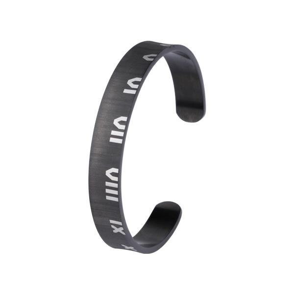 Bratara otel inox cu cifre romane Negru - BeSpecial