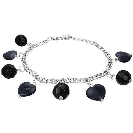 Bratara fantezie cu inimioare negre - BeSpecial 2272, 19,5, Negru