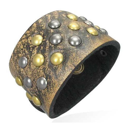 Bratara piele naturala cu tinte Argintiu - BeSpecial