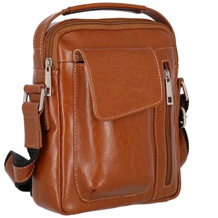 Valódi bőrből készült, dohány barna szinű, kézi és váltáska, 74 modell, The Bag Shop