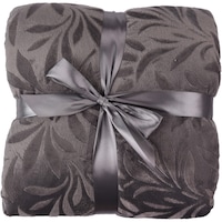 Patura dubla Kring Leaf, 200x220 cm, 200 gsm, 100% poliester, Gri/Crem