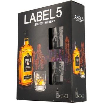 Whisky Label 5, Blended, 40%, 0.7 + 2 pahare Whisky Label 5, Blended, 40%, 0.7 + 2 pahare