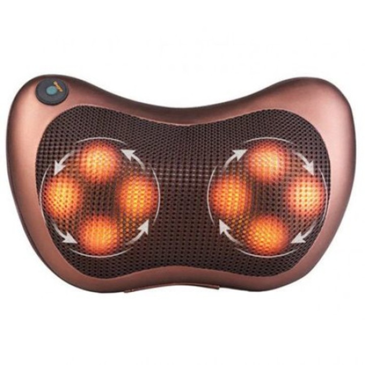 Масажор Paint Roller тип електрическа възглавница с масажни ролки, 30 см, Кафяв