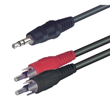 Cablu audio cu o mufa stereo jack 3,5 mm si doua mufe tata RCA, 1,5 m 1.5 m Cablu audio cu o mufa stereo jack 3,5 mm si doua mufe tata RCA, 1,5 m 1.5 m