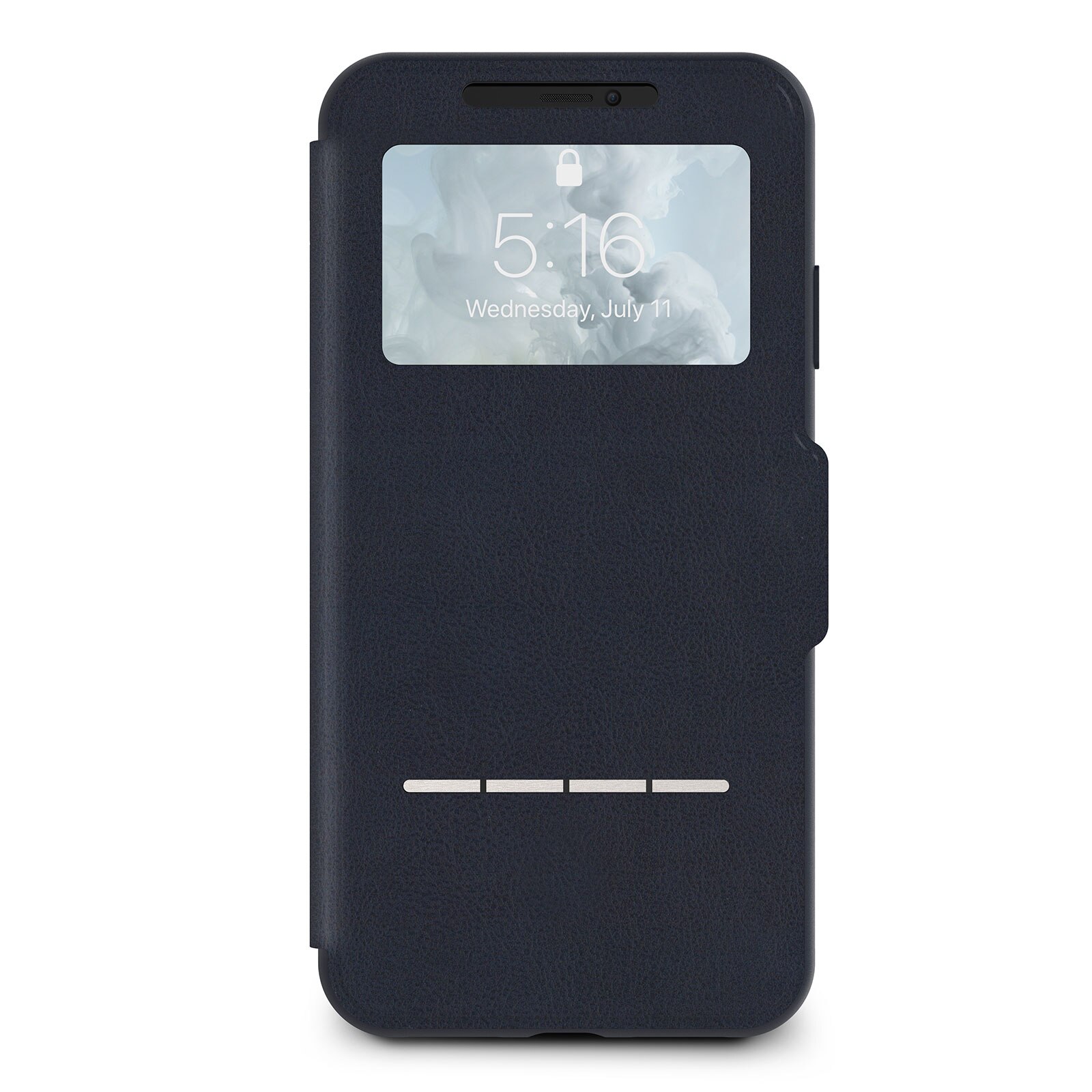 Husa poliuretanica, tip portofel pentru iPhone XS Max, Moshi SenseCover, albastru