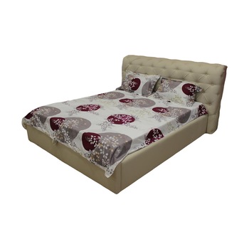 Pat tapitat Divina Alb, MobAmbient, cu tablie Chesterfield din piele ecologica, somiera metalica rabatabila, lada de depozitare, pentru saltea 160 x 200 cm Pat tapitat Divina Alb, MobAmbient, cu tablie Chesterfield din piele ecologica, somiera metalica rabatabila, lada de depozitare, pentru saltea 160 x 200 cm