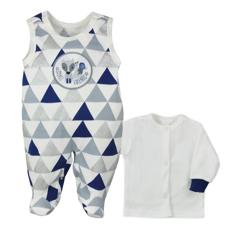 Compleu 2 piese salopeta si bluza pentru baieti Koala Small Friends 07-094, Albastru