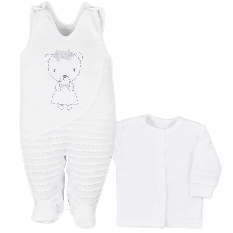 Compleu 2 piese salopeta si bluza pentru fete Koala Dominika 07-350, Alb, 62 cm