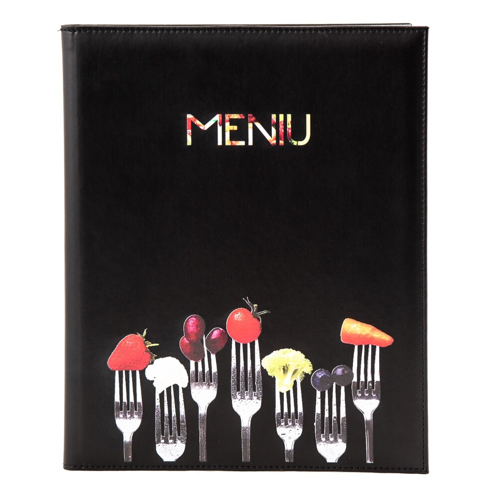 Mapa meniu A4+, Softleather, piele PU interior/exterior, lavabila, negru