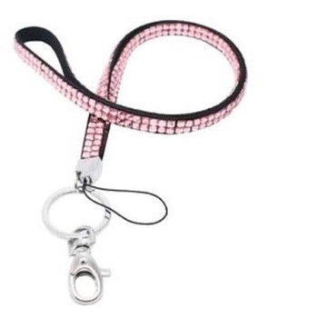 Snur ecuson, legitimatie sau chei, decorat cu pietricele, carabina metalica, 54 cm, paris pink, Vivo Snur ecuson, legitimatie sau chei, decorat cu pietricele, carabina metalica, 54 cm, paris pink, Vivo