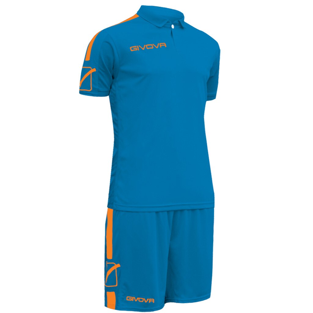 Echipament Givova Play, Albastru Royal / Orange Fluo
