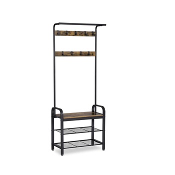 Cuier haine cu suport pantofi, Cu bancuta, Design industrial, H 183 cm Cuier haine cu suport pantofi, Cu bancuta, Design industrial, H 183 cm