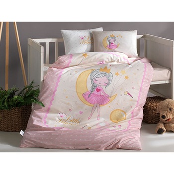 Lenjerie pentru patut bebe, 4 Piese, Clasy, model Moon Roz , Bumbac 100% Lenjerie pentru patut bebe, 4 Piese, Clasy, model Moon Roz , Bumbac 100%