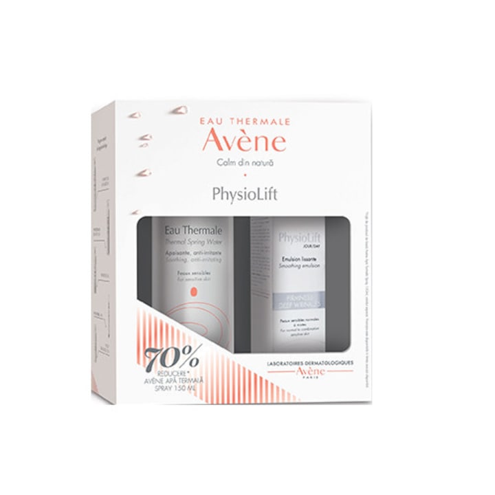 Avene PhysioLift Emulziós arckrém csomag, mély ráncokért és a feszességért, 30 ml arckrém + 150 ml termálvíz