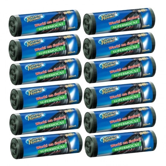 Pachet 12x Saci menajeri 240 Litri, 10 buc/rola, Sweet Home, LDPE