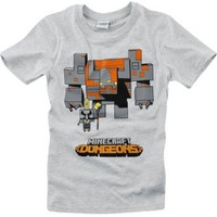 Tricou Minecraft Dungeons, maneca scurta, baieti, 10 ani/140 cm , gri