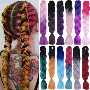 Peruca Extensii colorate de par pentru impletituri ombre rosu/verde 100 g 61 cm Peruca Extensii colorate de par pentru impletituri ombre rosu/verde 100 g 61 cm