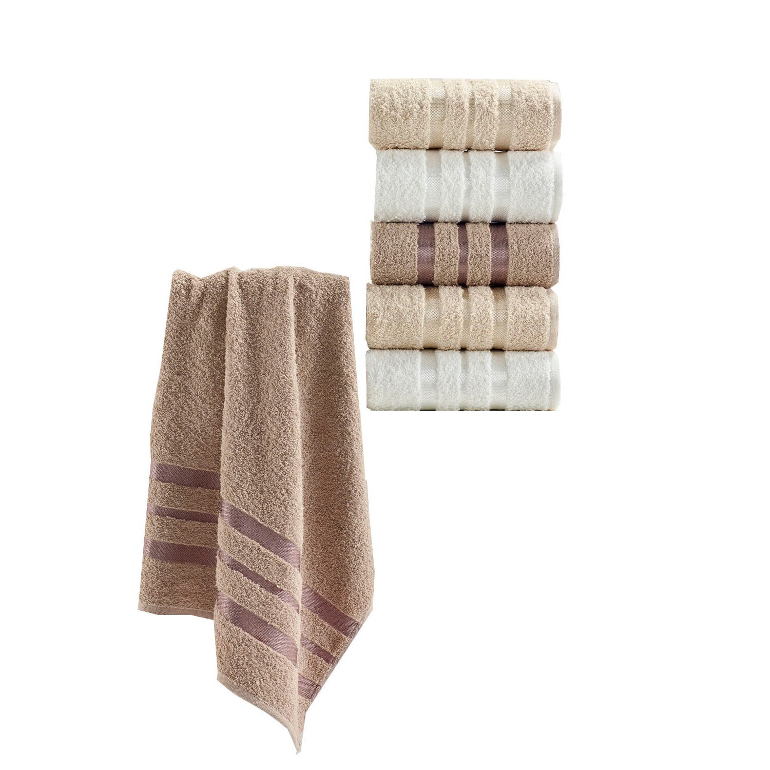 Set 6 prosoape bumbac 100%, Eponj Home, 50x85 cm, Flos Maro