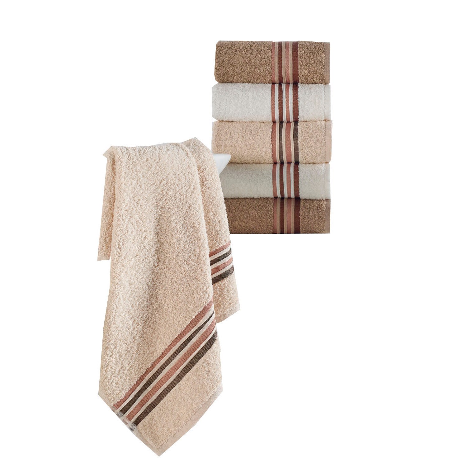 Set 6 prosoape bumbac 100%, Eponj Home, 50x85 cm, Perde Maro