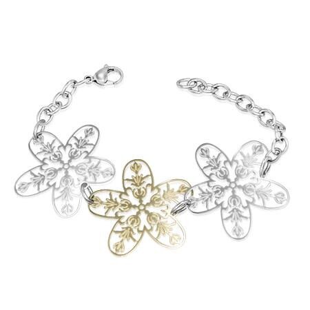 Bratara eleganta otel cu floricele fulgi nea - BeSpecial 2527, 20, Argintiu