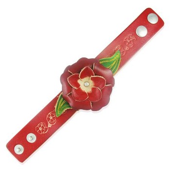 Bratara din piele cu floricele 3D - BeSpecial 22 Bratara din piele cu floricele 3D - BeSpecial 22