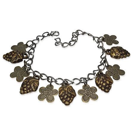 Bratara fantezie cu struguri si floricele - BeSpecial 2520, 23, Argintiu