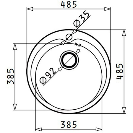Chiuveta bucatarie Pyramis CICLO, ø485mm, 1 cuva, adancime 160mm, finisaj anticalcar, inox 18/10, montare pe blat