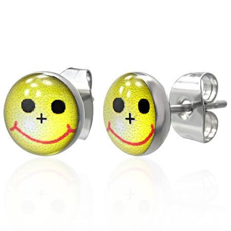 Cercei otel inox HAPPY FACE Argintiu - BeSpecial