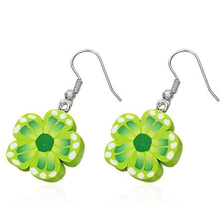 Cercei cu floricele verzi - BeSpecial 3121, 2,2, Argintiu