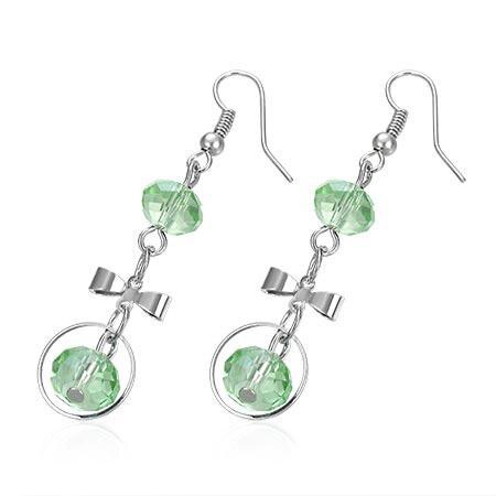 Cercei fantezie cu fundite si margele verzi - BeSpecial 2409, 3,5, Verde