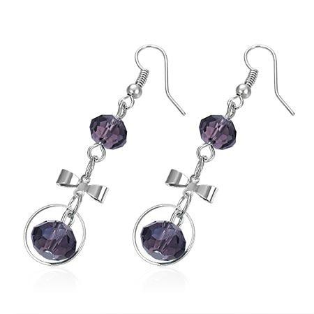 Cercei fantezie cu fundite si margele mov - BeSpecial 2405, 3,5, Mov