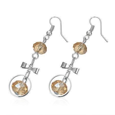 Cercei fantezie cu fundite si margele colorate - BeSpecial 2410, 3,5, Argintiu