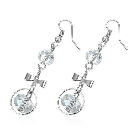 Cercei fantezie cu fundite si margele albe - BeSpecial 3125, 3,5, Alb