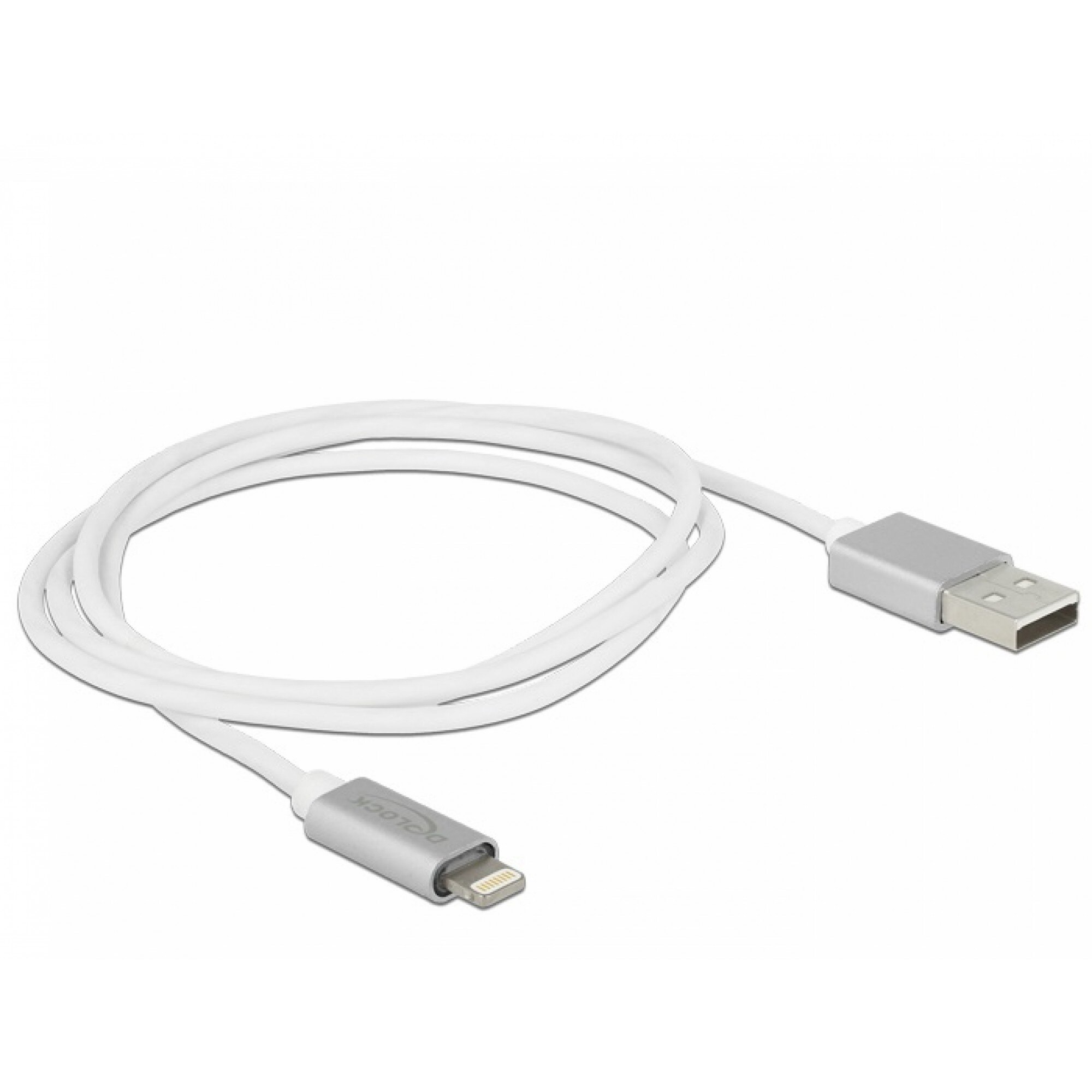 Cablu de date + incarcare Lightning cu LED 1m, Delock 83772