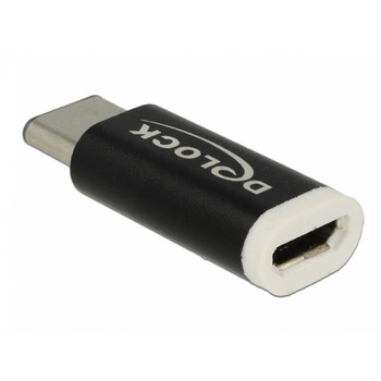 Adaptor micro USB la USB tip C 2.0 M-T negru, Delock 65678 Adaptor micro USB la USB tip C 2.0 M-T negru, Delock 65678