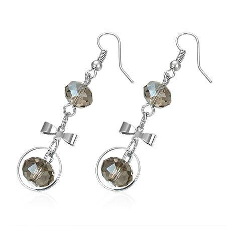 Cercei fantezie cu fundite si margele fumurii - BeSpecial 2411, 3,5, Argintiu