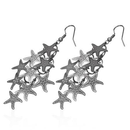 Cercei fantezie cu stelute de mare - BeSpecial 2463, 3, Argintiu