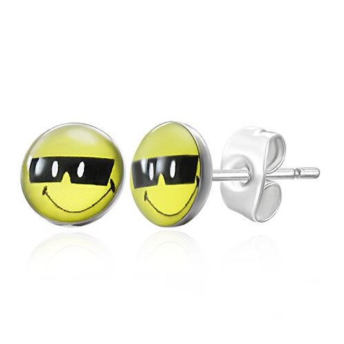 Cercei otel inox Cool Face Argintiu - BeSpecial
