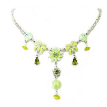 Colier fantezie cu floricele verzi - BeSpecial 3491, 47, Verde