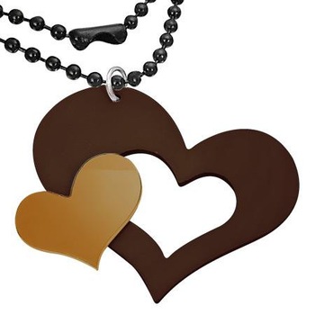 Colier cu inimioare maro si lantisor negru model militar - BeSpecial 2323, 73, Maro Colier cu inimioare maro si lantisor negru model militar - BeSpecial 2323, 73, Maro